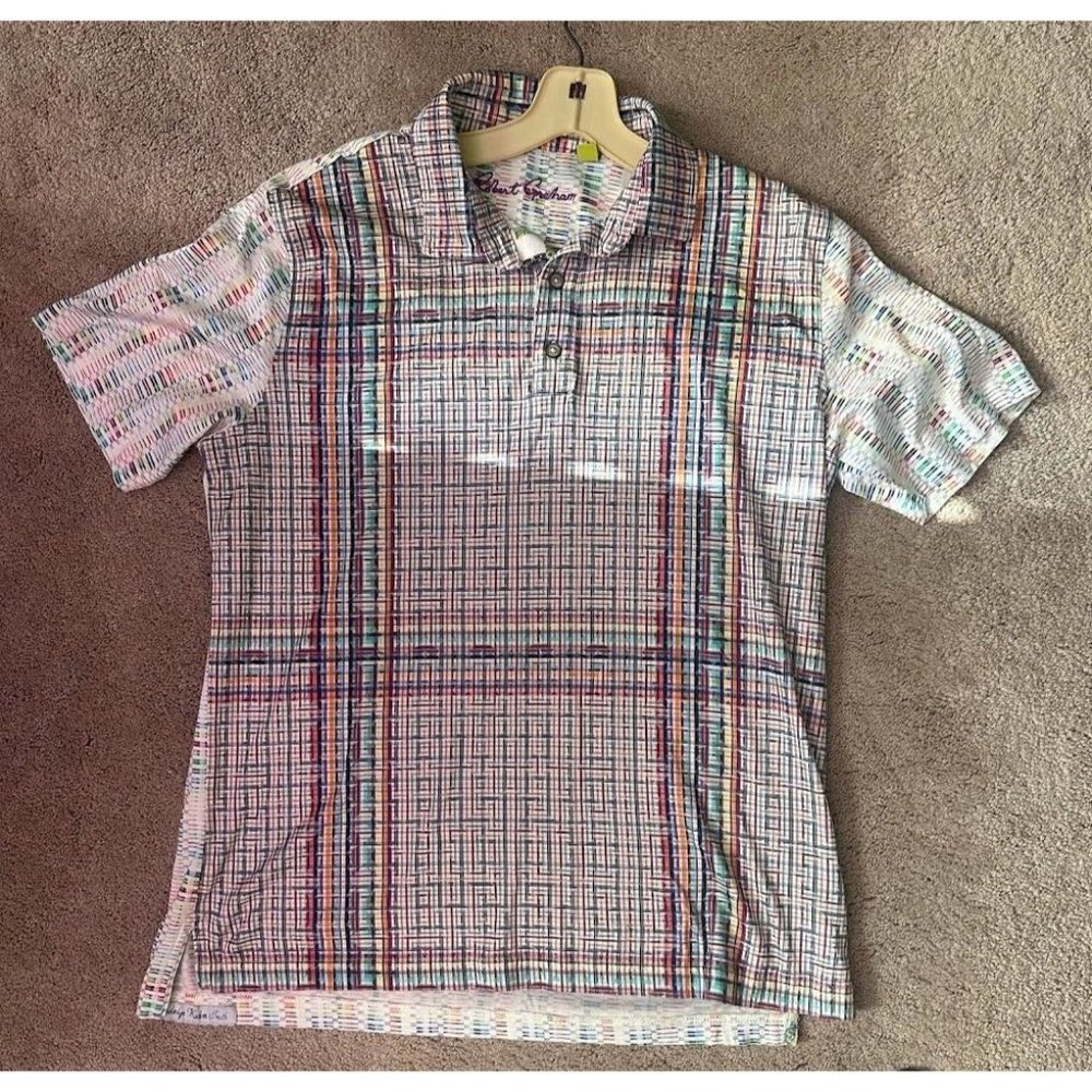 Men's Medium Robert Graham Polo Short Sleeved T Shirt Rainbow, Colored